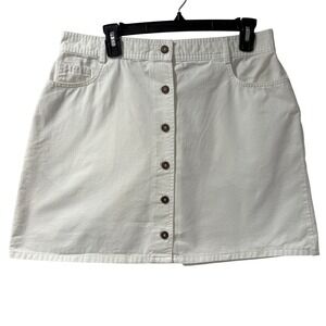 St Johns Bay Womens White Button Front Denim Skirt Size 16P